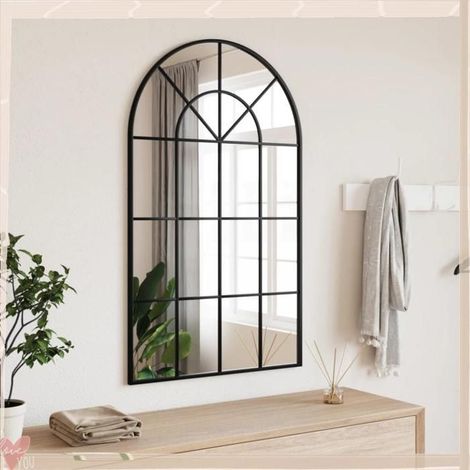 358627 Miroir mural noir 60x100 cm arche fer (1/5)
