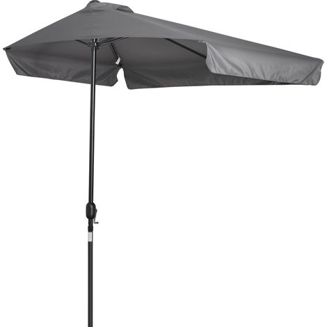 Easycomfort Ombrellone Semicircolare da Parete 2.5x2.3m, con Apertura a Manovella, in Metallo e Poliestere, Grigio (1/5)