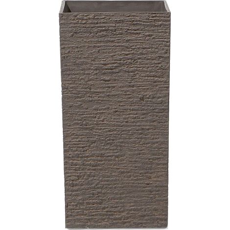 Maceta de piedra marrón alta 30 x 30 x 60 cm para interior y exterior Gaza (1/5)