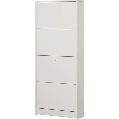 scarpiera bianca con 4 ante, 62x148x18 cm (1/4)