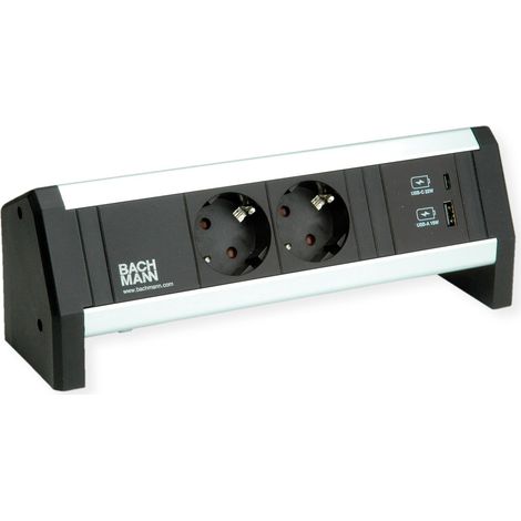 Bachmann DESK multiprise argent 2 prises courant USB