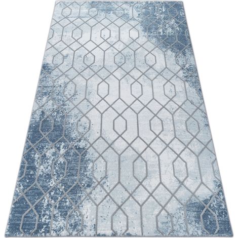 Teppich ACRYL VALENCIA 3951 HEXAGONE Blau/Grau blue 80x150 cm