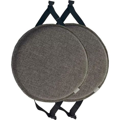 Set of 2 round chair cushions with ties, chair cushions for bar stools, round seat cushions for dining room, kitchen and office (Dark Grey, 40 cm (2-pack)) (1/5)