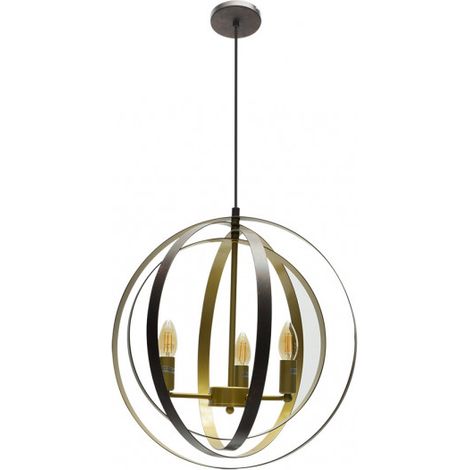 FABRILAMP 157193077 Pendente Pizzo 3xe14 Marrone/oro Regx46x46 Cm