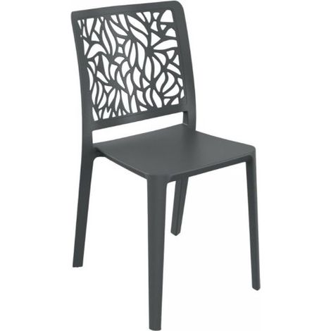 Sedia Leaf in polipropilene rinforzata con fibra di vetro colore grigio antracite set 4 pezzi