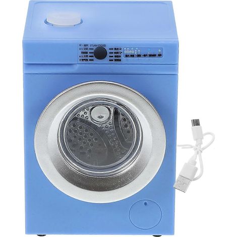 Mini-Rotationswaschmaschine für Puppenhäuser im Maßstab 1:12 – Wiederaufladbares Miniaturspielzeug für Puppenhäuser und Miniaturkulissen, 1 Stück, Blau
