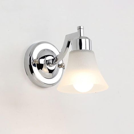 Applique murale à LED en métal chromé avec abat-jour en verre dépoli, lampes de vanité en acier inoxydable, lampes de maquillage pour salle de bain, applique murale d'éclairage moderne, prise E14 (1/5)