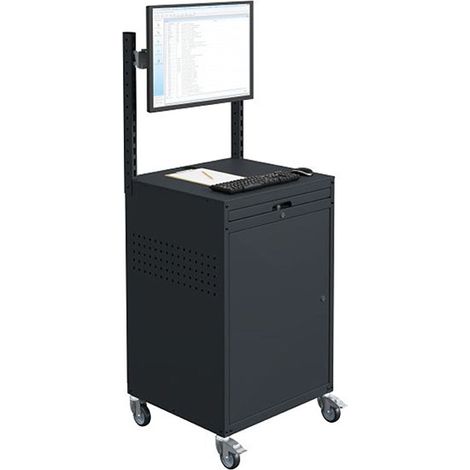 Armadio mobile per computer - Grigio antracite - Supporto per schermo su binario - W040010032-GCGA