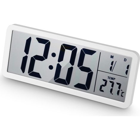 Horloge Numérique Murale LED, 12/24 Heures, Alimentation par batterie et charge USB, Heure, Calendrier, Température, Pendules Murales pour Salon Cuisine Bureau Gymnase (1/5)