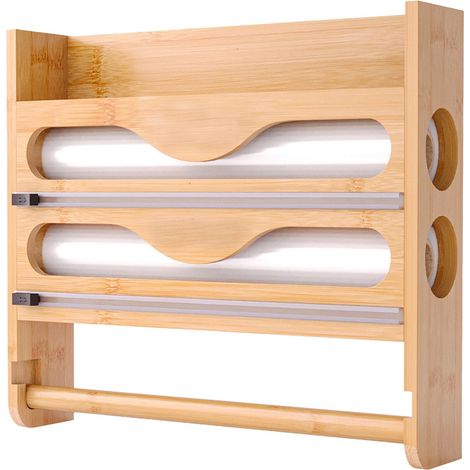 Portarrollos de cocina de pared con cortador de papel de aluminio