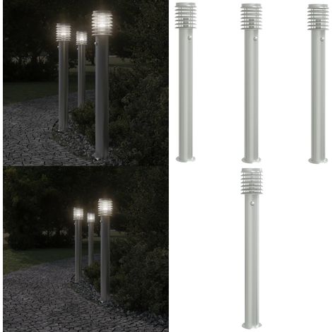 Wegeleuchten mit Bewegungsmelder 3 Stk. Silbern 110cm Edelstahl - Outdoor-Beleuchtung - Gartenlampe - LED-Lampe - Bewegungsmelder - Edelstahl - Home & Living (1/5)