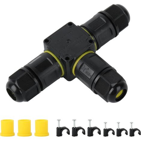 Boîte IP68 3 Fils, Connecteur Étanche Extérieur, Ø4-11mm  Boîte de dérivation étanche IP68 pour câbles Ø4-11mm. Connecteur électrique 3 fils pour usage extérieur. Accessoires inclus. (1/5)