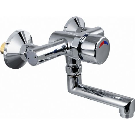 Miscelatore lavabo PRESTO a parete temporizzato con bocca girevole