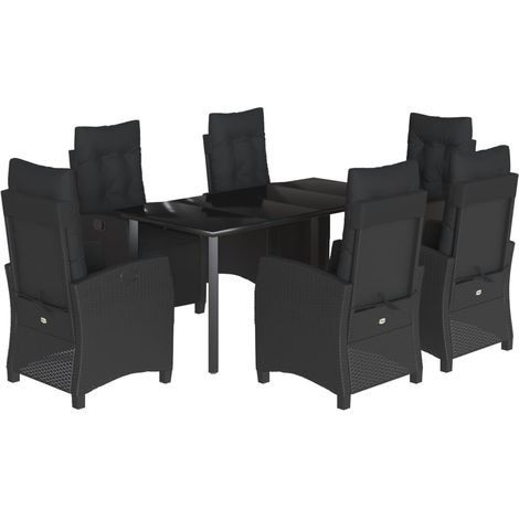 Maison Exclusive - 7-tlg. Garten-Essgruppe mit Kissen Schwarz Pol