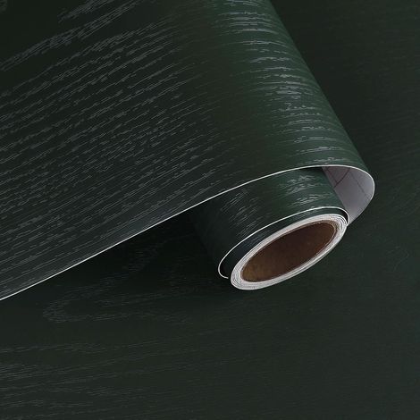 Papier Peint Effet Bois Vert Foncé Épaissir 40cmx200cm Rouleau Adhesif Decoratif Film Adhésif Imitation Bois pour Meubles Stickers Porte Placard Table à Manger Salon Autocollant Meuble (1/5)