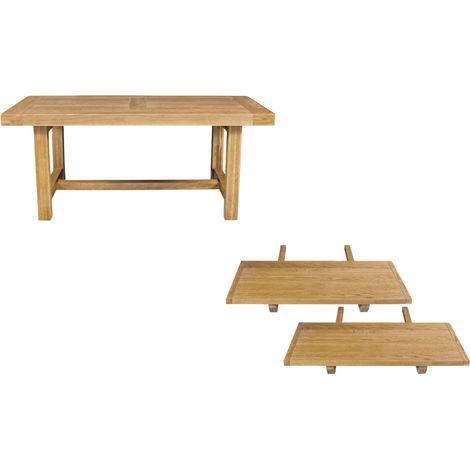 Table de ferme en chêne clair massif + 2 allonges L180/280 - LA BRESSE (1/5)