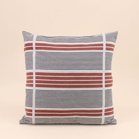 Coussin déperlant et anti uv rayures  terracotta, noir 40x40cm