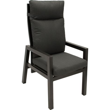 Sessel MANCIANO Hochlehner, Aluminium dunkelgrau mit Polster, stufenlos verstellbar, 2 Stück