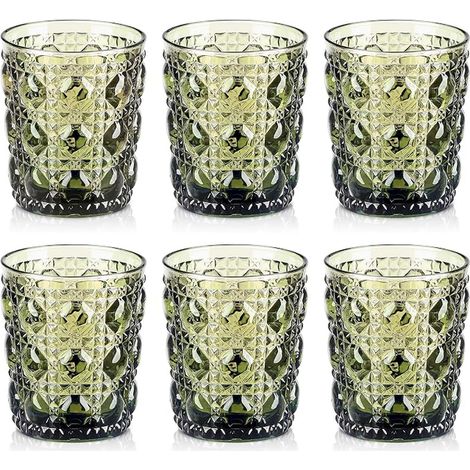 Vert Verres à Eau de Table, Décoré en Gemmes Relief (1/5)