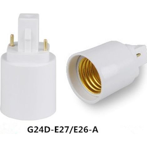 Adaptateur de douille/culot enfichable à deux broches G24D vers E27 avec PBT ignifugé et certification CE. (1/5)