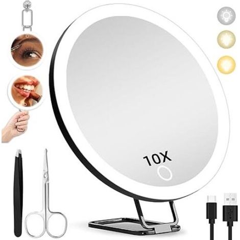 Miroir grossissant 10x – ø15 cm – Ventouse – Noir – Maquillage – Salon de beauté – Voyage (1/5)