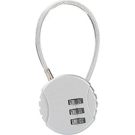 Cadenas de sécurité monobloc argenté, cadenas à combinaison, cadenas de voyage, avec câble en acier, combinaison à 3 chiffres, convient aux valises, sacs à dos et aquariums.