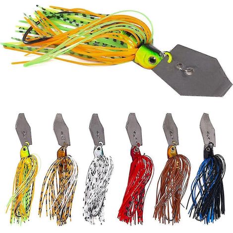 Lot de 6 leurres de pêche, appâts Spinner Swim Flipping Bladed Jigs, appâts Chatter Fish pour saumon et brochet (1/5)