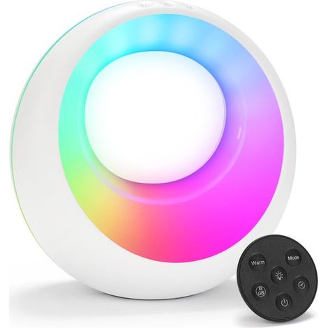 Luz nocturna,regulable al tacto,redonda con control remoto,lámpara de mesa LED inalámbrica con cambio de color RGB (1/5)