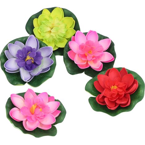 5 plantes artificielles flottantes pour bassin, décorations légères et durables pour piscine, accessoires photo étanches (1/5)