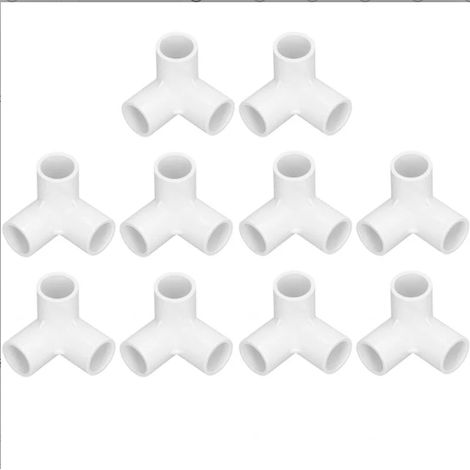 Raccord T PVC - 3 Voies - Angle Droit 90° - Diamètre Intérieur 20 mm - Blanc - 10 Pièces