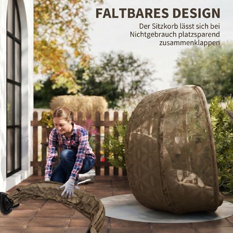 Fauteuil suspendu 2 places pliable avec support, nacelle suspendue avec coussins épais, porte-gobelets et ceinture de sécurité (1/5)