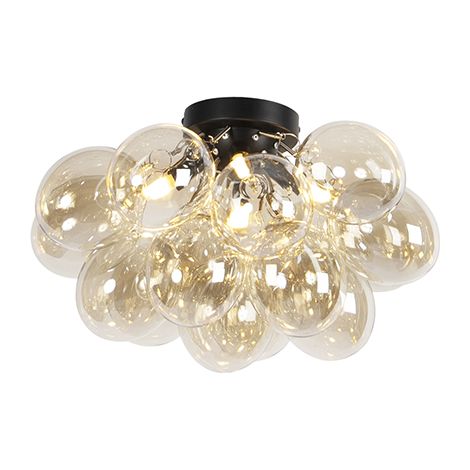 Design Ceiling Light Black with Amber Glass 4-Light - Uvas (1/4)