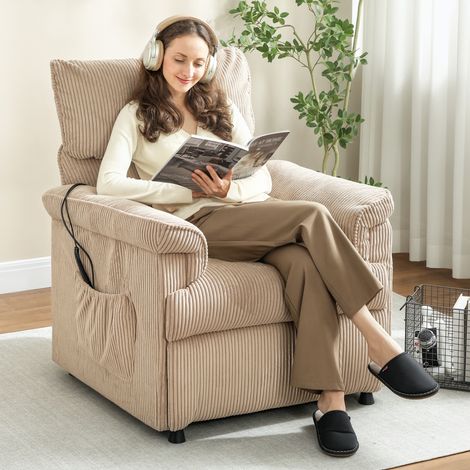 Fauteuil de massage avec modes vibrations - fonction mémoire - housse en tissu - marron - moteur silencieux - fonction chauffage - acier