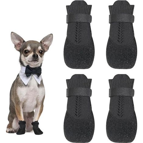 4 paia di scarpe per cani, scarpe antiscivolo per cani, stivali per cani, proteggono le zampe, traspiranti, per uso esterno, antiscivolo, per una larghezza della zampa di circa 37 cm (1/5)