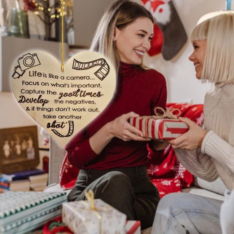 Pendentif En Bois - Forme De Cœur - Décoration Murale Pour La Saint-Valentin - Idéal Pour Cadeau Entre Amis - 1 Pièce (1/5)
