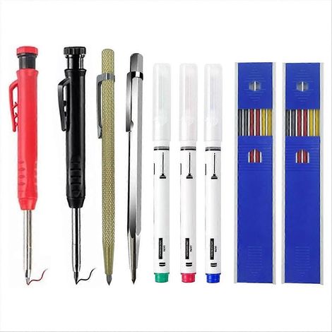Set de Crayons de Menuisier Mécanique, Outils de Marquage Graffiti, Lot de Traçage Précis pour Bois et Métal, Crayon à Repérer avec Mine de Rechange (1/5)