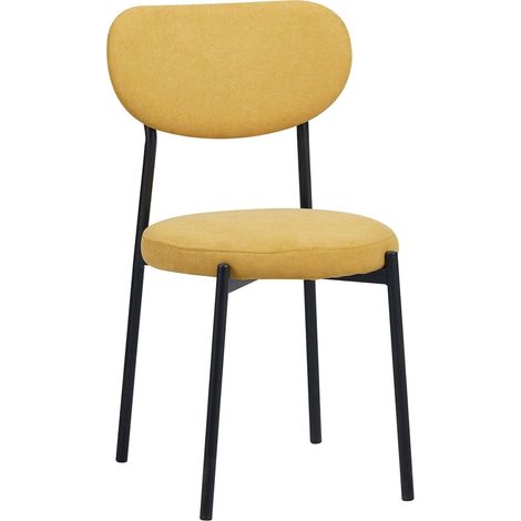 Chaise design moutarde assise confortable en métal et tissu - moutarde jaune chaleureux (1/3)