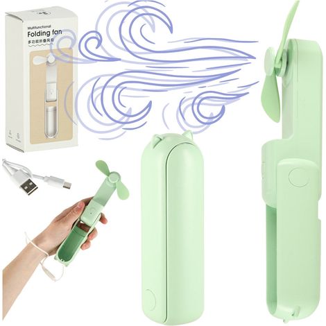 Mini ventilatore portatile pieghevole usb verde