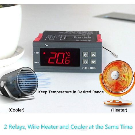Regulador de temperatura digital, termostato calibrable, pantalla multifunción, con sonda de detección. (1/5)