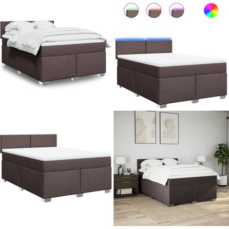 vidaXL Sommier à lattes de lit avec matelas Marron foncé 140x200 cm (1/5)