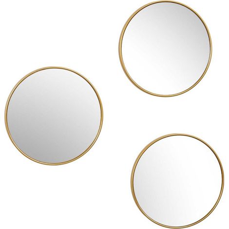 Lot de 3 Miroirs Déco "Toronto" 26cm Or (1/2)