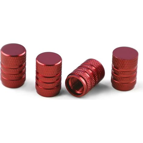 4 Bouchons Tige de Valve en Aluminium, Couvercle Bouchon Valve Pneu en Aluminium Caoutchouc pour Voitures, Bouchons Valve en Aluminium pour Pneus Voiture, Capuchon Roues Pneus Valves (Rouge) (1/5)