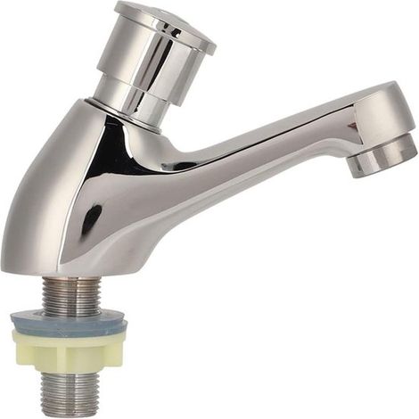 Robinet d'eau froide temporisé, robinet à bouton-poussoir automatique, économie d'eau, fermeture automatique, 14 cm de long, argent (1/5)