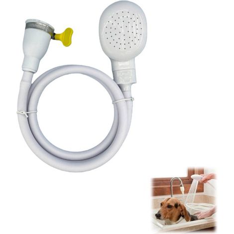 pièce - Raccord rapide robinet - Pomme de douche multifonctionnelle - Pomme de douche shampoing - Convient pour le lavage des animaux de compagnie - Blanc - Avec clip (1/5)