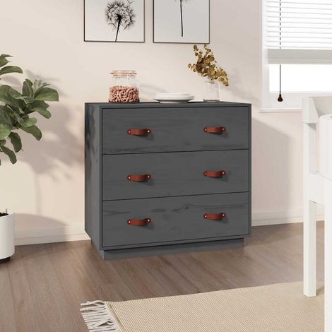 Buffet - Armoire de rangement Enfilade Gris 80x40x75 cm Bois massif de pin BV314146 - BonneVie (1/5)