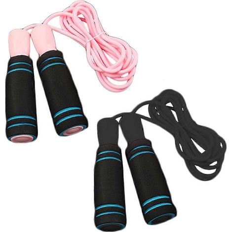 Corde à sauter ajustable avec poignées rembourrées en mousse EVA antidérapante, outil d'entraînement cardio rapide pour la plupart des âges et des niveaux (lot de 2) (1/4)