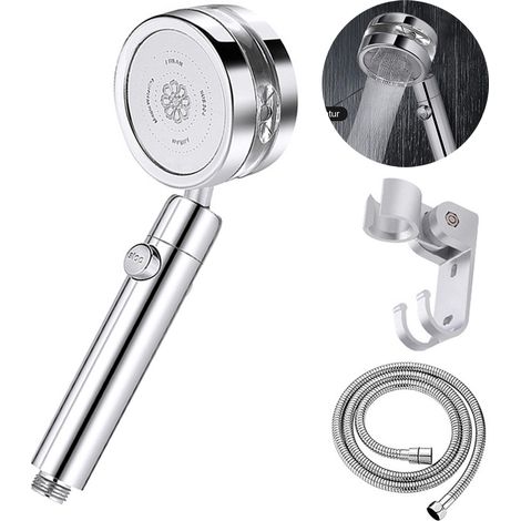Douche Portable - Tête de Douche Haute Pression avec Flexible et Support - 6 Modes de Pulvérisation - Interrupteur Marche/Arrêt - 1 Pièce (1/5)