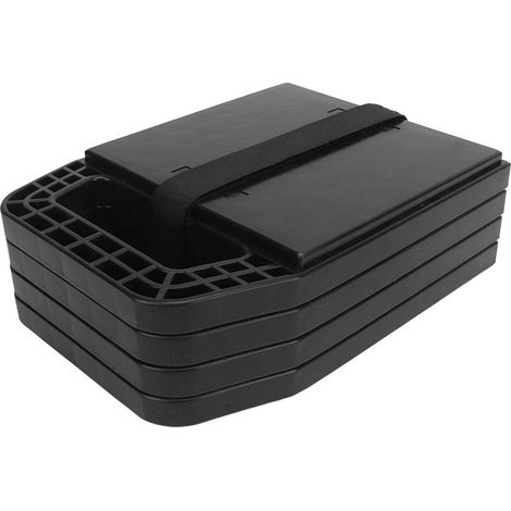 4 Blocs de cale VR antidérapants, antidérapants, imperméables, empêchent l'enfoncement du vérin, pour camping-car, caravane, remorque, noir (1/5)