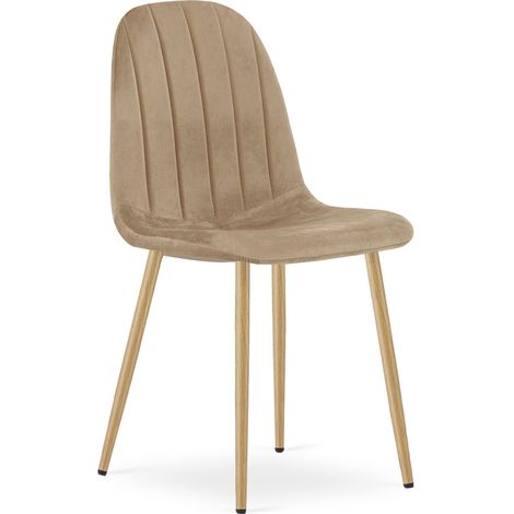 Sedia Padva in velluto marrone con gambe effetto rovere (1/5)