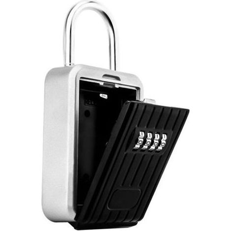 Boîte à clés murale surdimensionnée en aluminium noir – Sécurisée avec combinaison 4 chiffres – Résistante aux intempéries – Pour plusieurs clés (1/5)